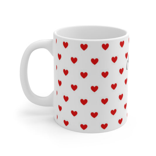 Always Forever Us Mug — Romantic Couple Coffee Mug with Heart Pattern (11oz)