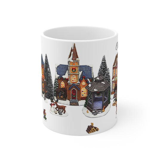 Christmas Village 11oz Mug — Festive Winter Town Holiday Drinkware