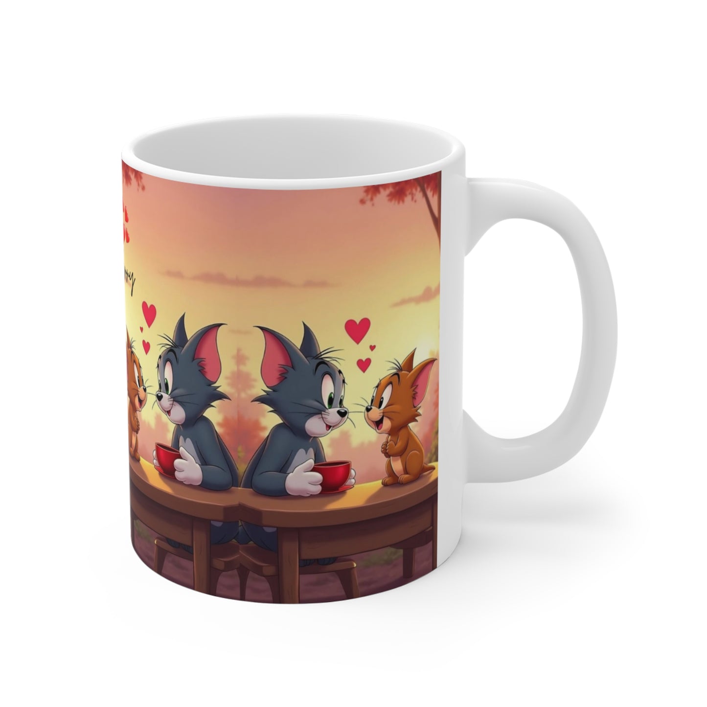 Tom & Jerry Couples Coffee Mug — Cute Romantic 11oz Ceramic Mug