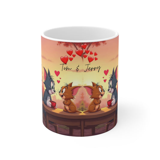 Tom & Jerry Couples Coffee Mug — Cute Romantic 11oz Ceramic Mug